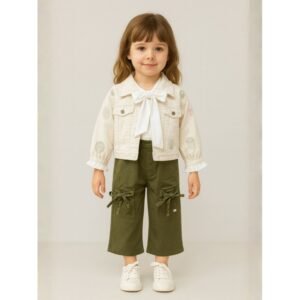 طقم ولادي جايت جينز وبنطلون ولادي لون بيج وزيتي