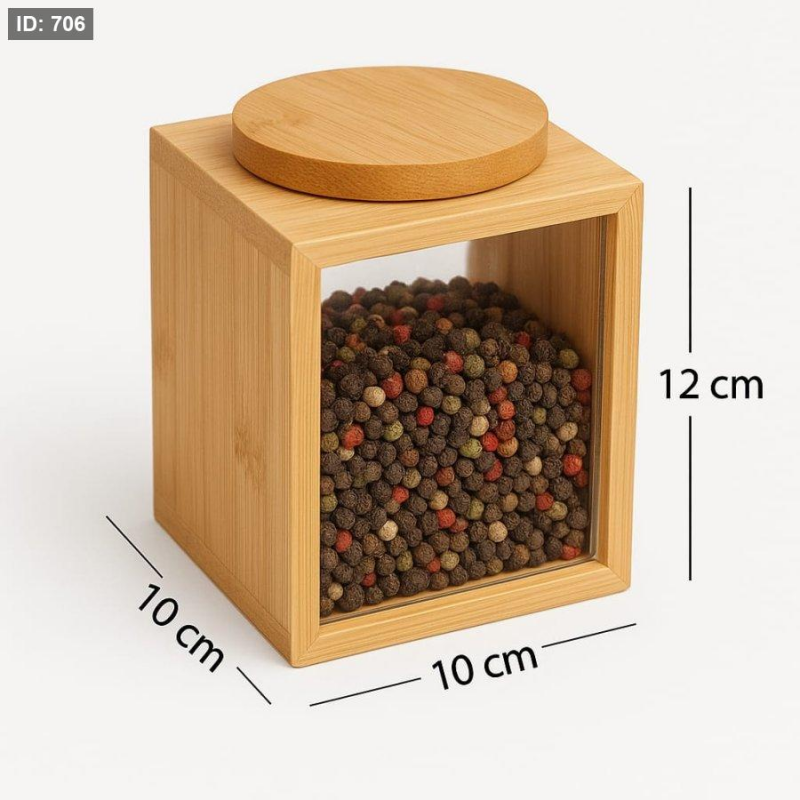 علب بامبو واجهة اكريليك صغير 10*10*12