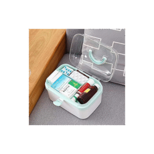 علبة ادوية حجم صغير ازرق وابيض