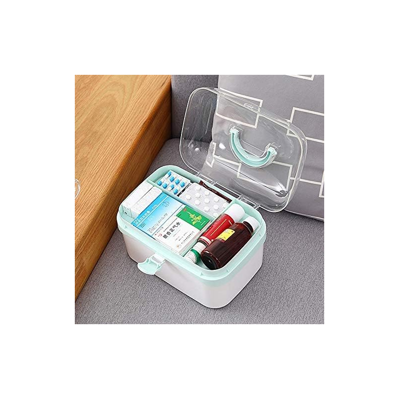 علبة ادوية حجم صغير ازرق وابيض