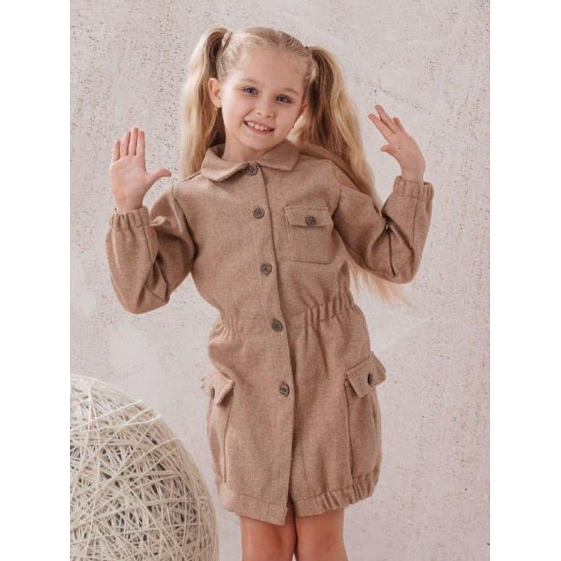 فستان بناتي لون عسلي