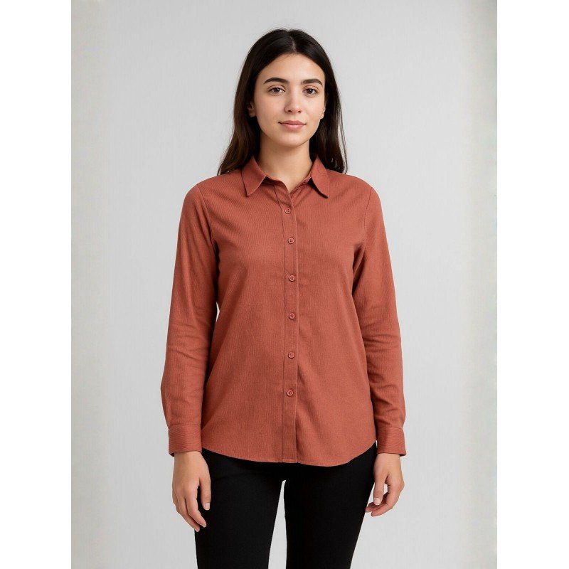 قميص ستاتي كوردروي لون عنابي