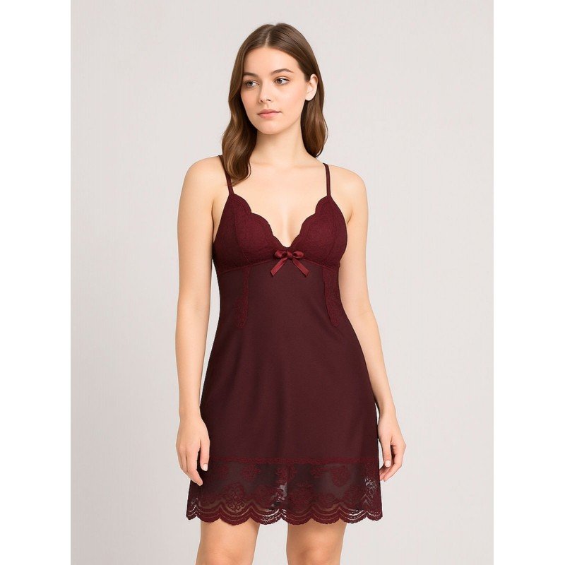 قميص نوم لانجري لون عنابي