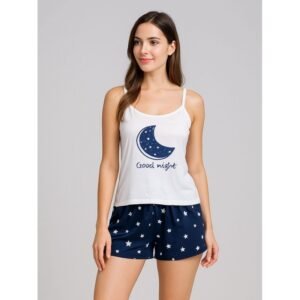 لانجري قطعتين لون أبيض وكحلي