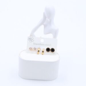 مجموعة مكونة من 3 حلوق شكل دائري لون ذهبي