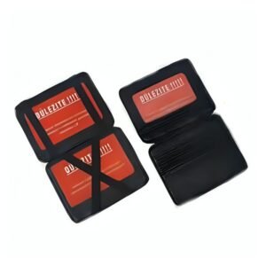 محفظة بطاقات شبابية ذات 4 جيوب مصنوعة من الجلد لون أسود