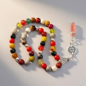 مسبحة مكس أحجار  أكتر من 11 نوع أحجار مختلفة مقاس الحجر 10 مل عدد الحبات 45 حبة الشربوشة تعليقة حجر السهم مشمشي