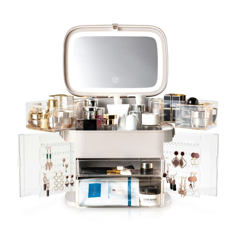 منظم مرآة وجوانب لون أبيض