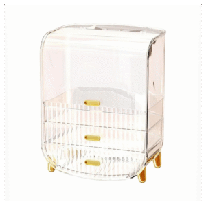 منظم مكياج شفاف وذهبي