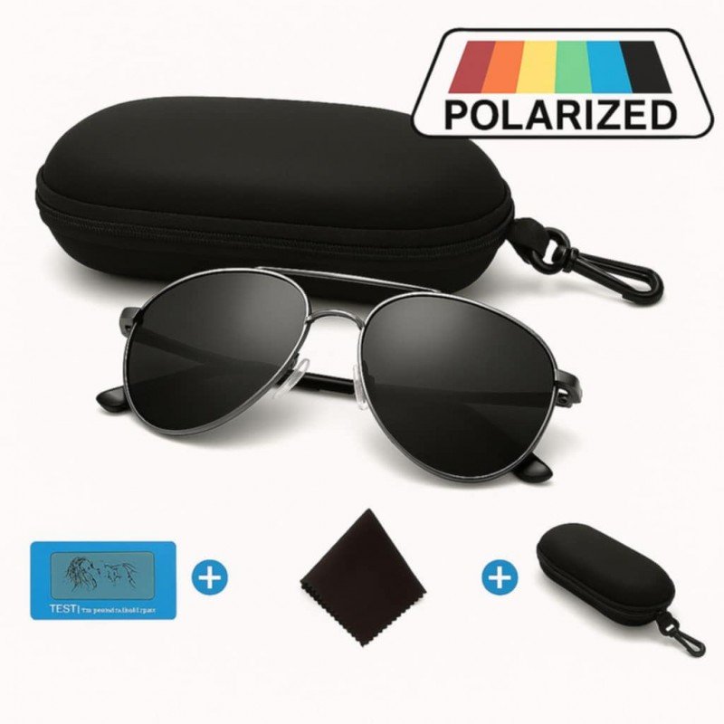 نظارة شبه بيضاوية بوليرايز مع علبة حماية