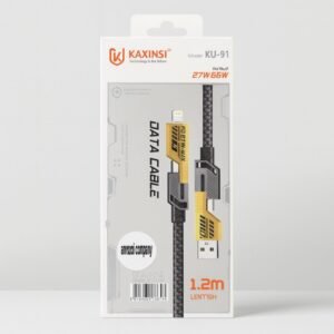 وصلة شحن ونقل بيانات سريعة ٤ في واحد تدعم تايب سي ويو اس بي ولايتنغ 66 واط طول 1.2 متر متينة جدا ماركة عالمية