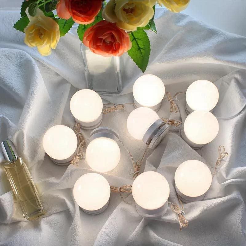 حبل إنارة للمرايا 10 لمبات LED مع سلك USB يمكن تثبيتها في اي مكان بسهولة