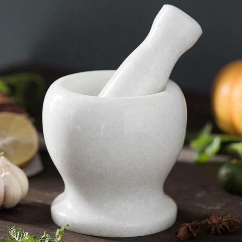 هاون ومدقة رخامية طبيعية بحجم صغير 3.7 إنش - Image 2