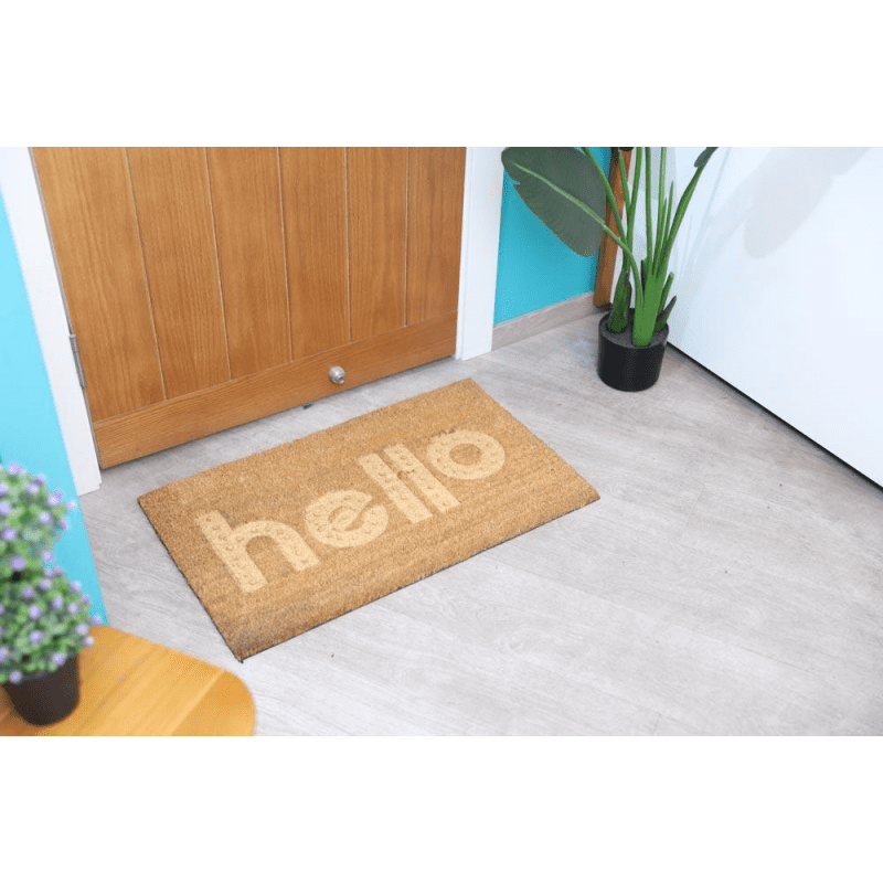 [19496001] دعسة مدخل بيت DOOR MATS Hello NATURAL 45X75 CM