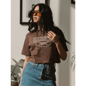 Reebok Women's Classics Archive Essentials Big Logo Crop- Brown