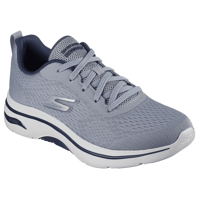 Skechers Men's Go Walk Arch Fit 2.0-Idyllic 2 Shoes -حذاء سكيتشرز جو ووك ارتش فيت 2.0 للرجال لون رمادي ونعل أبيض