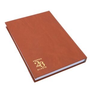أجندة 2026 جلد سادة من الأديب لون عسلي مقاس 17.5*24.5 سم حجم كبير