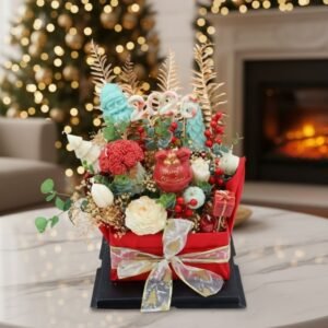 باقه شموع الكريسماس معطره حجم كبير مكون من 16 شمعه ورقم 2026 مع بوكس وورد مجفف