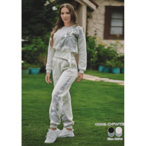 بجامة فوتر بأكمام طويلة وسحاب للنساء لون رمادي