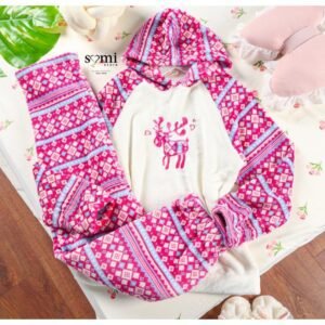 بجامة قطعتين بتصميم عصري للنساء لون بنفسجي وفوشي