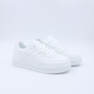 حذاء رياضي كلاسيك جلد للنساء لون أبيض