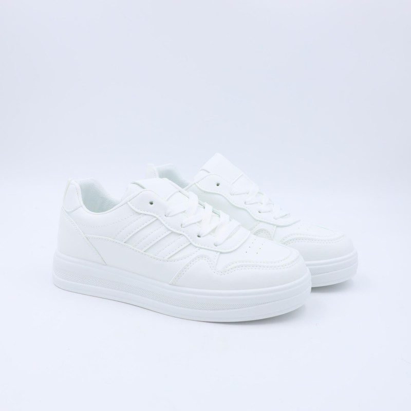 حذاء رياضي كلاسيك جلد للنساء لون أبيض