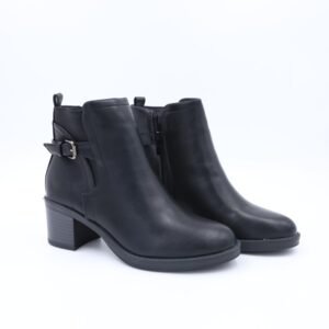 جزمة ساق متوسط الطول للنساء لون أسود