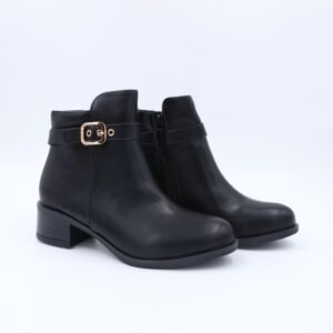 جزمة ساق متوسط الطول للنساء لون أسود