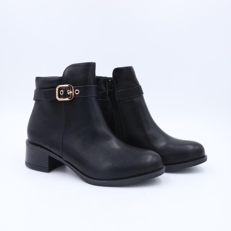 جزمة ساق متوسط الطول للنساء لون أسود