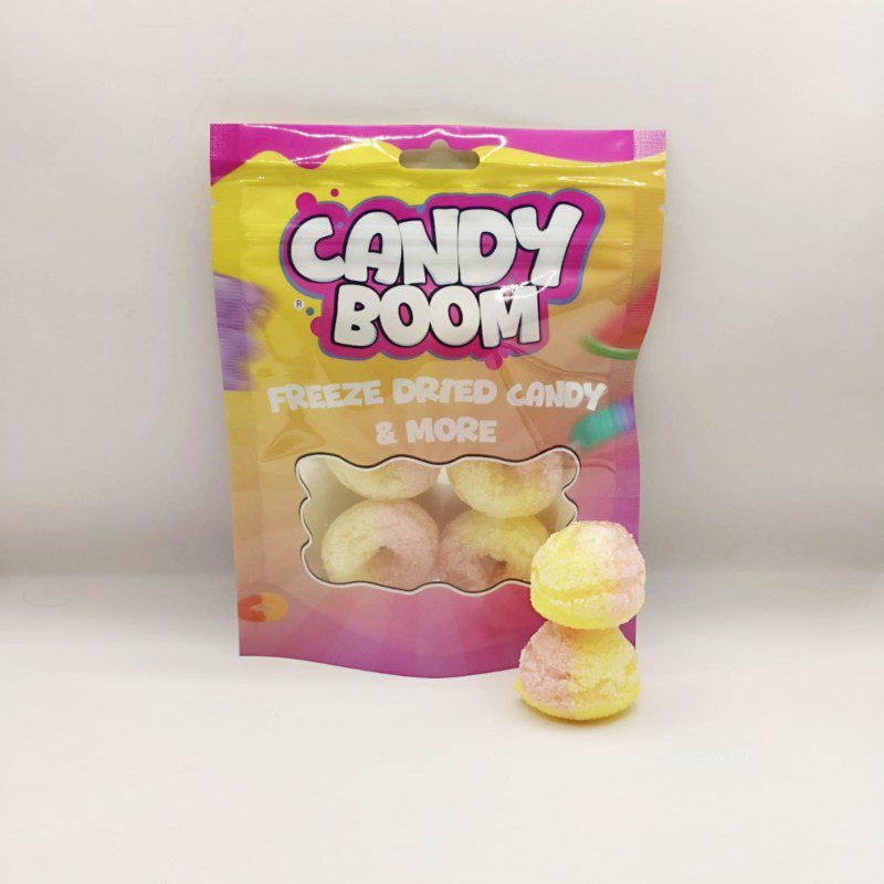 حلوى حلقات الخوخ مجفف بالتبريد