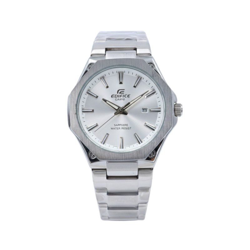 ساعة شبابي أنيقة و مميزة مع ذراع معدن اللون فضي و ابيض من ماركة FJ مع كفالة سنتين ضد تغير اللون