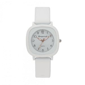 ساعة يد ملونة بعلبة classic watch لون ابيض