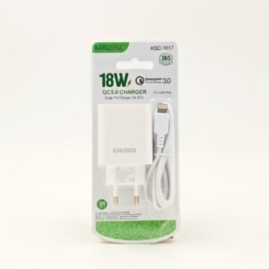 شاحن ايفون ( لايتنينغ ) سريع 18 واط عظمة + وصلة ماركة كاكوسيجا العالمية