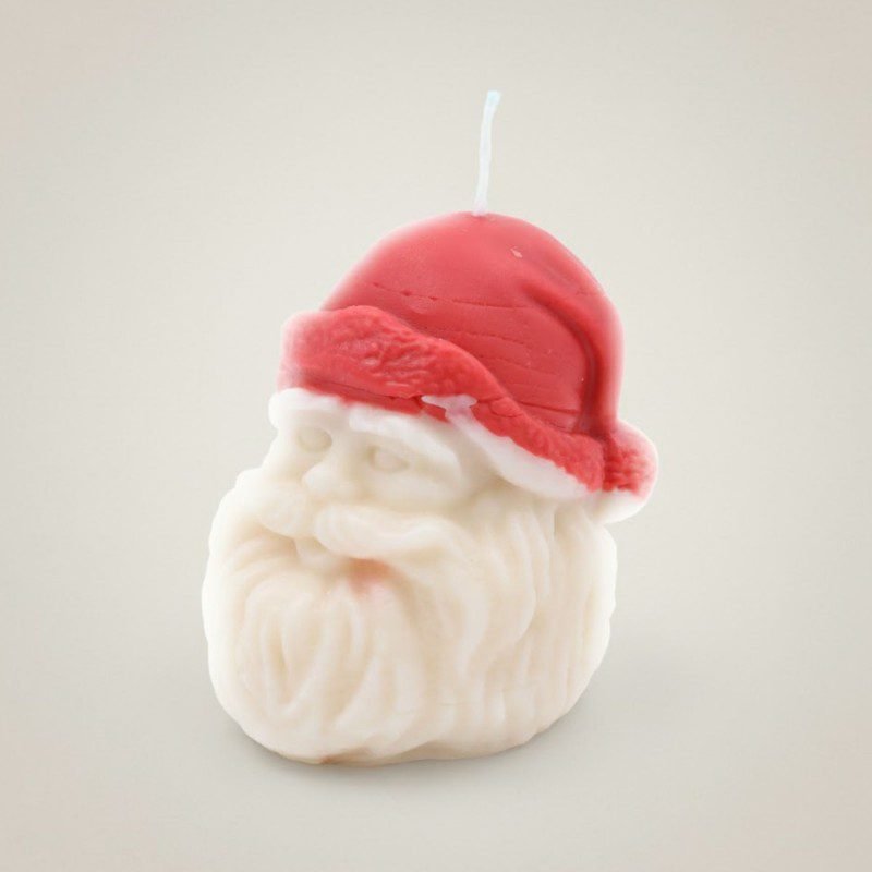 شمعة كريسماس معطرة على شكل بابا نويل لون أبيض و أحمر و شبرة