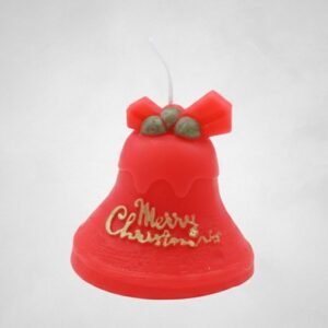 شمعة كريسماس معطرة على شكل جرس لون أحمر وشبرة أحمر