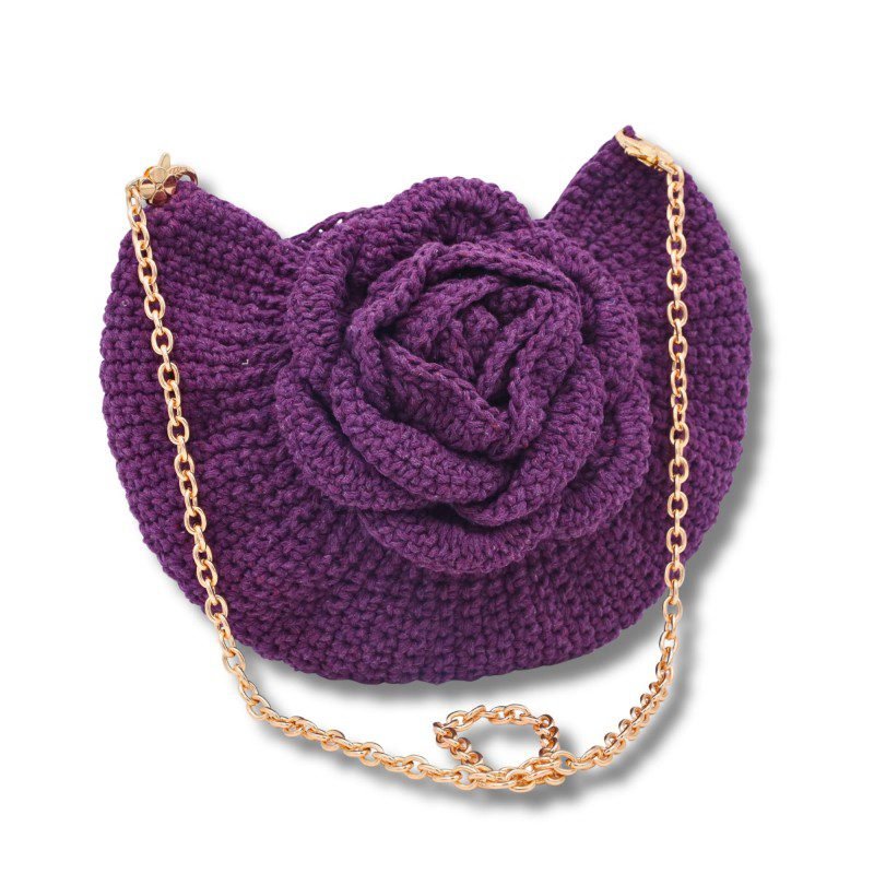 شنطة وردة مع يد سلسلة لون بنفسجي - نكشة فن