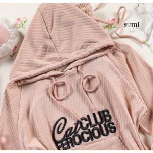 طقم مخمل ستاتي قطعتين للنساء لون زهري