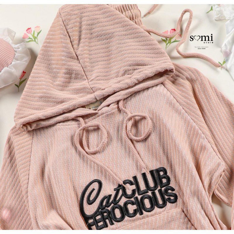 طقم مخمل ستاتي قطعتين للنساء لون زهري