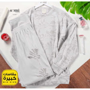 طقم مخمل ستاتي قطعتين للنساء لون سكني