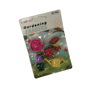 طقم ممحاة للأطفال 5 قطع بأشكال ورود وأدوات زراعة