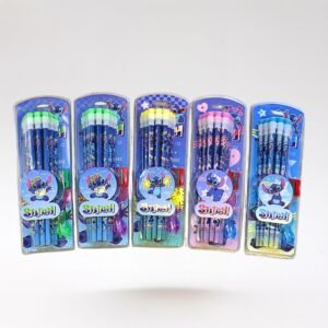 علبة أقلام رصاص 2B عدد 12 مع مبراة لون أزرق