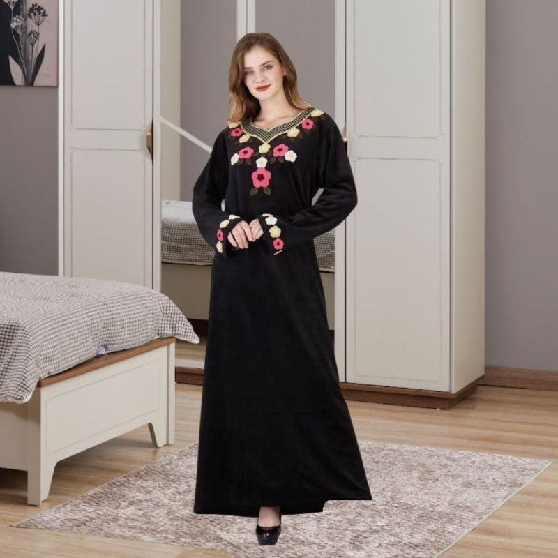 دشداشة مخمل ستاتي لون أسود