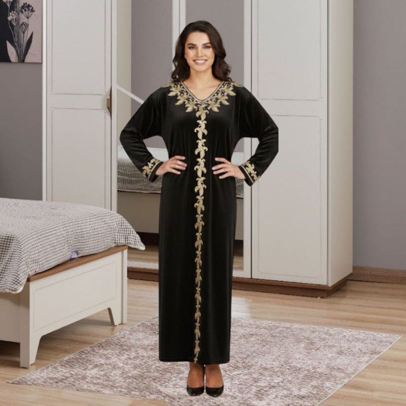 دشداشة مخمل ستاتي لون أسود