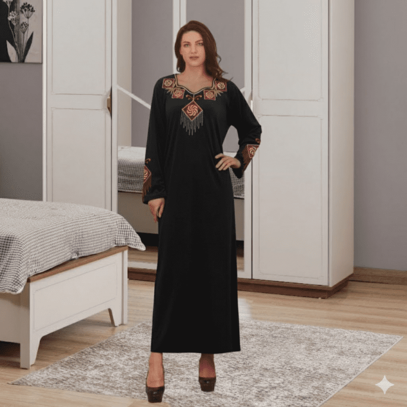 دشداشة مخمل ستاتي لون أسود