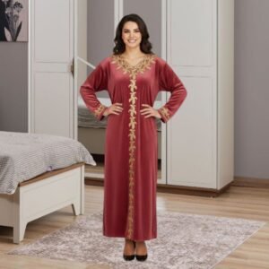 دشداشة مخمل ستاتي لون خمري