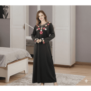 دشداشة مخمل ستاتي لون رمادي غامق