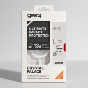 كفر شفاف مع حلقة مج سيف متين ومقاوم للصدمات ايفون 16 برو ماكس ماركة gear4 العالمية