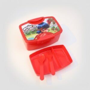 لانش بوكس الدعسوقة طبقتين مع شوكة وملعقه