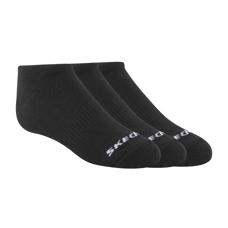 Skechers Kids' Unisex No Show (3 Pair) Socks (31-35)-Black
