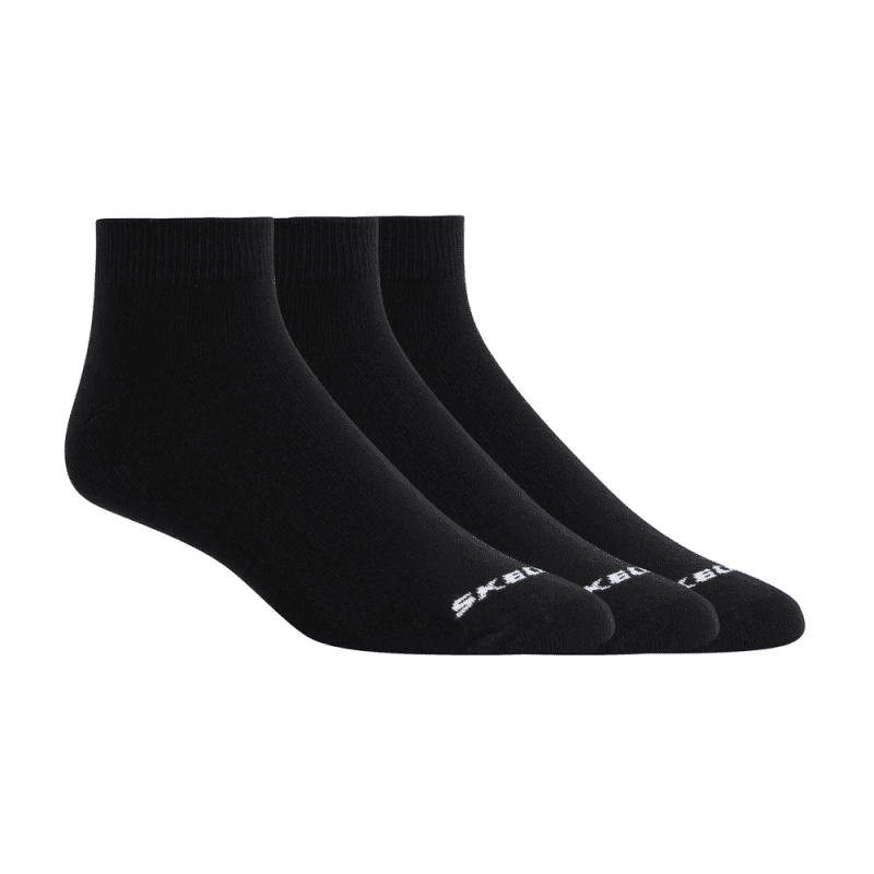 Skechers Mens' ANKLE 1/4 Trio (3 Pair) Socks (41-46)-Black